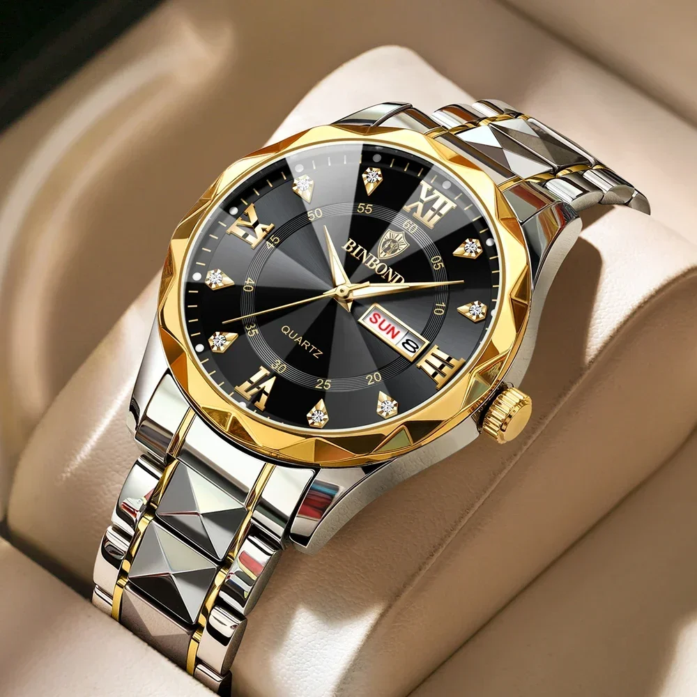Stainless Bracelet Diver - BINBOND 2026 Orologio da Uomo Impermeabile