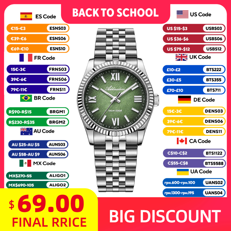 ADDIESDIVE Orologio elegante d - Stainless Bracelet Diver recensione e prezzo